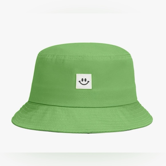 Sun Protection Green Cotton Summer Smiley Bucket Hat NEW Kids S-M Adults - Picture 6 of 6